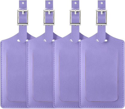 Travelambo Luggage Tags for Suitcases PU Leather Travel Tags Bag Tags Privacy Protection Travel Essentials
