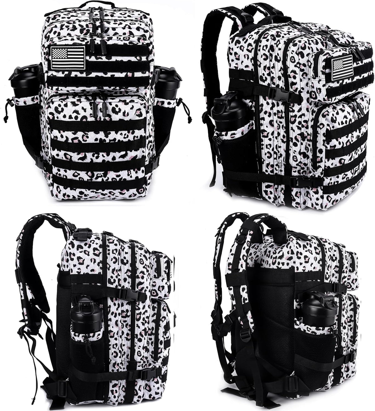 LHI Military Tactical Backpack for Men and Women 45L Army 3 Days Assault Pack Bag Large Rucksack with Molle System - Leopard