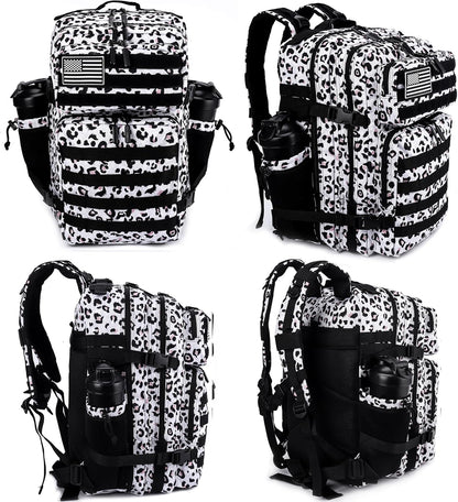 LHI Military Tactical Backpack for Men and Women 45L Army 3 Days Assault Pack Bag Large Rucksack with Molle System - Leopard
