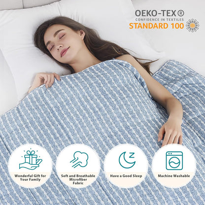 L'AGRATY Weighted Blanket - 60"x80" 25lbs Cooling Breathable Heavy Blanket Microfiber Material with Glass Beads for Adult All-Season Summer Fall Winter Soft Thick Comfort