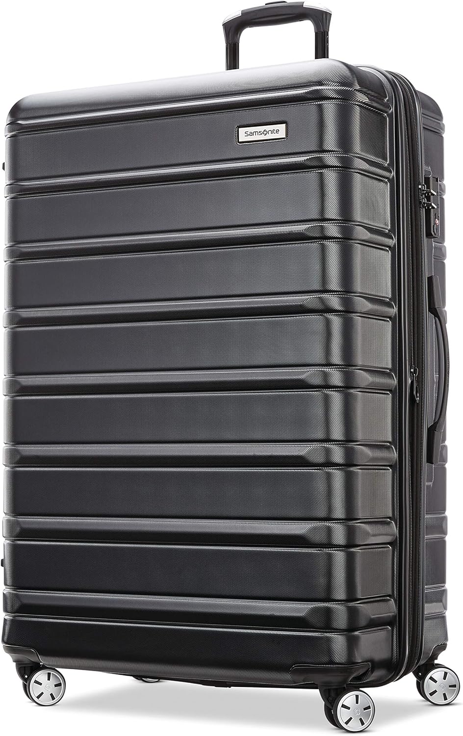 Samsonite Omni 2 28-Inch Large Checked Hardside Luggage with 360° Spinner Wheels - Scratch Resistant Hardshell - TSA Lock - Expandable Polycarbonate Shell for Lightweight Travel - Midnight Black