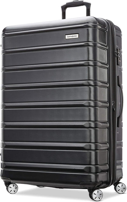 Samsonite Omni 2 28-Inch Large Checked Hardside Luggage with 360° Spinner Wheels - Scratch Resistant Hardshell - TSA Lock - Expandable Polycarbonate Shell for Lightweight Travel - Midnight Black