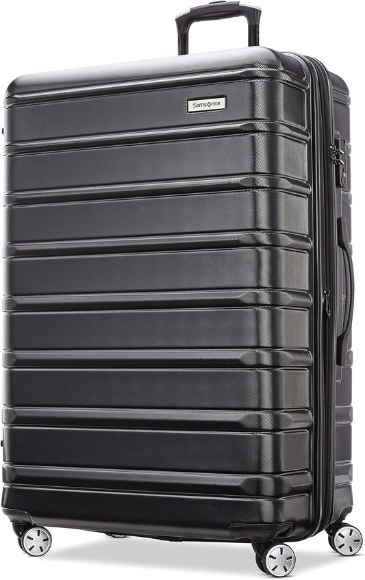 Samsonite Omni 2 28-Inch Large Checked Hardside Luggage with 360° Spinner Wheels - Scratch Resistant Hardshell - TSA Lock - Expandable Polycarbonate Shell for Lightweight Travel - Midnight Black