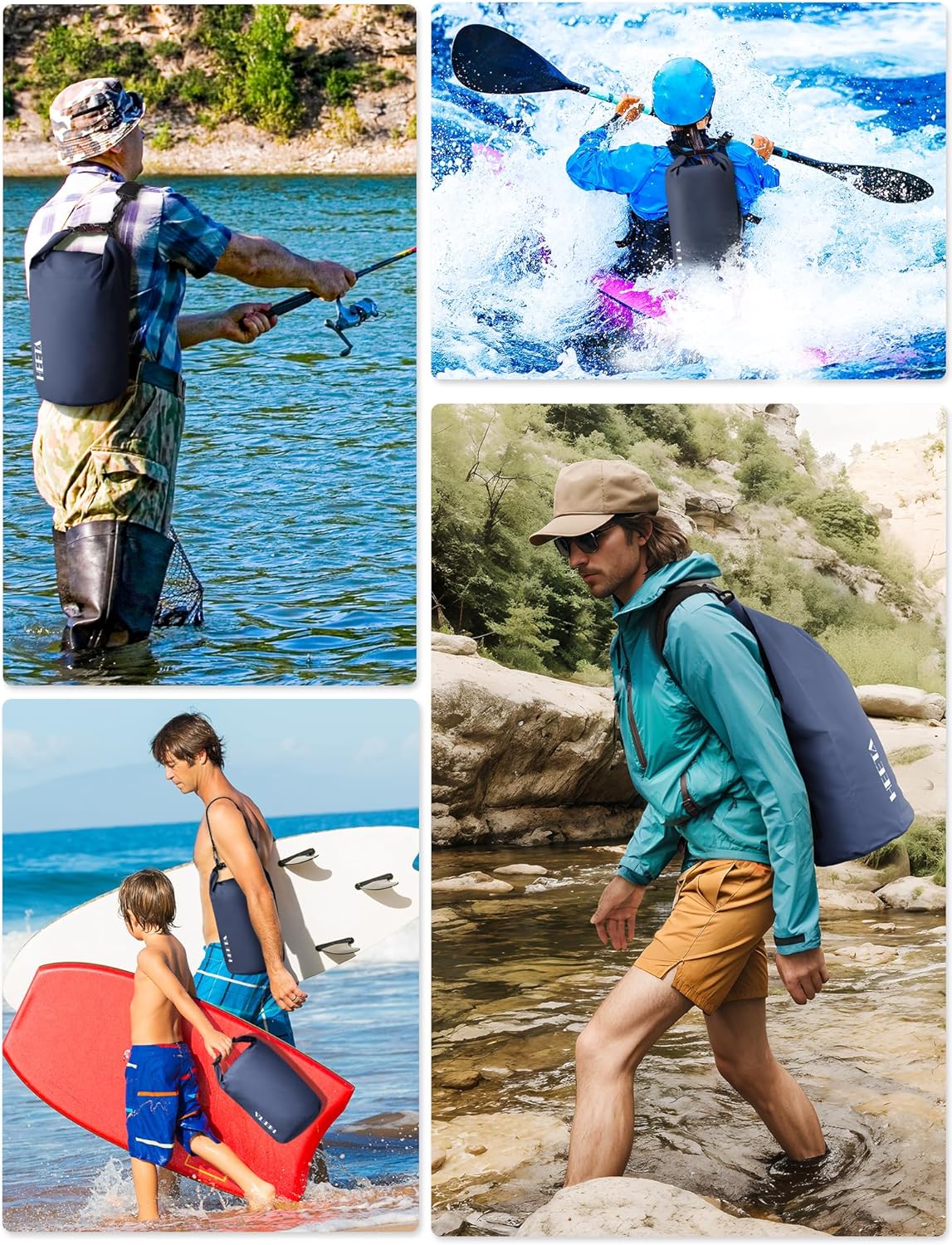 HEETA Waterproof Dry Bag for Women Men(Upgraded Version) 5L/10L/20L/30L/40L Roll Top Lightweight Dry Storage Bag Backpack with Emergency Whistle for Travel, Swimming, Boating, Kayaking, Camping, Beach