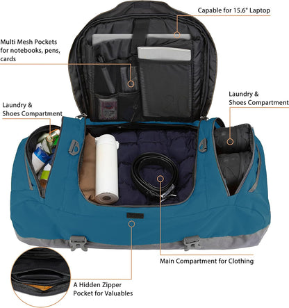 Ubon Large Duffel Bag Weekender Bags with Shoe Compartments 4-Way Sports Gym Backpack with Padded Straps Camping Traveling Duffle Bag