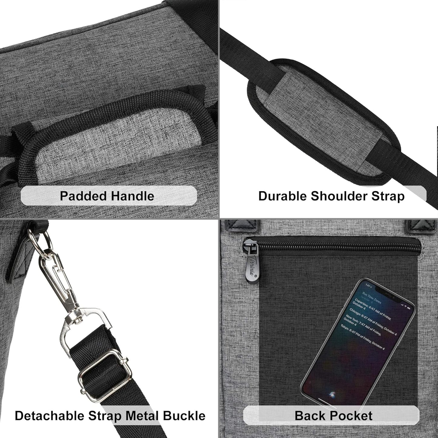 Tirrinia 6 Bottle Wine Cooler Bag - Insulated Padded Portable Versatile Wine Gift Carrier Tote Bag for Travel, BYOB Restaurant, Wine Tasting, Party, Pecfect Gift for Wine Lover, Grey