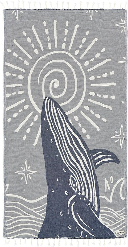 Sand Cloud Turkish Beach Towel - Sand Free - 100% Organic Turkish Cotton Yarn - Quick Dry Towel for Beach, Picnic, Blanket or Bath Towel - As Seen on Shark Tank - Marine Life (Mystical Whale)