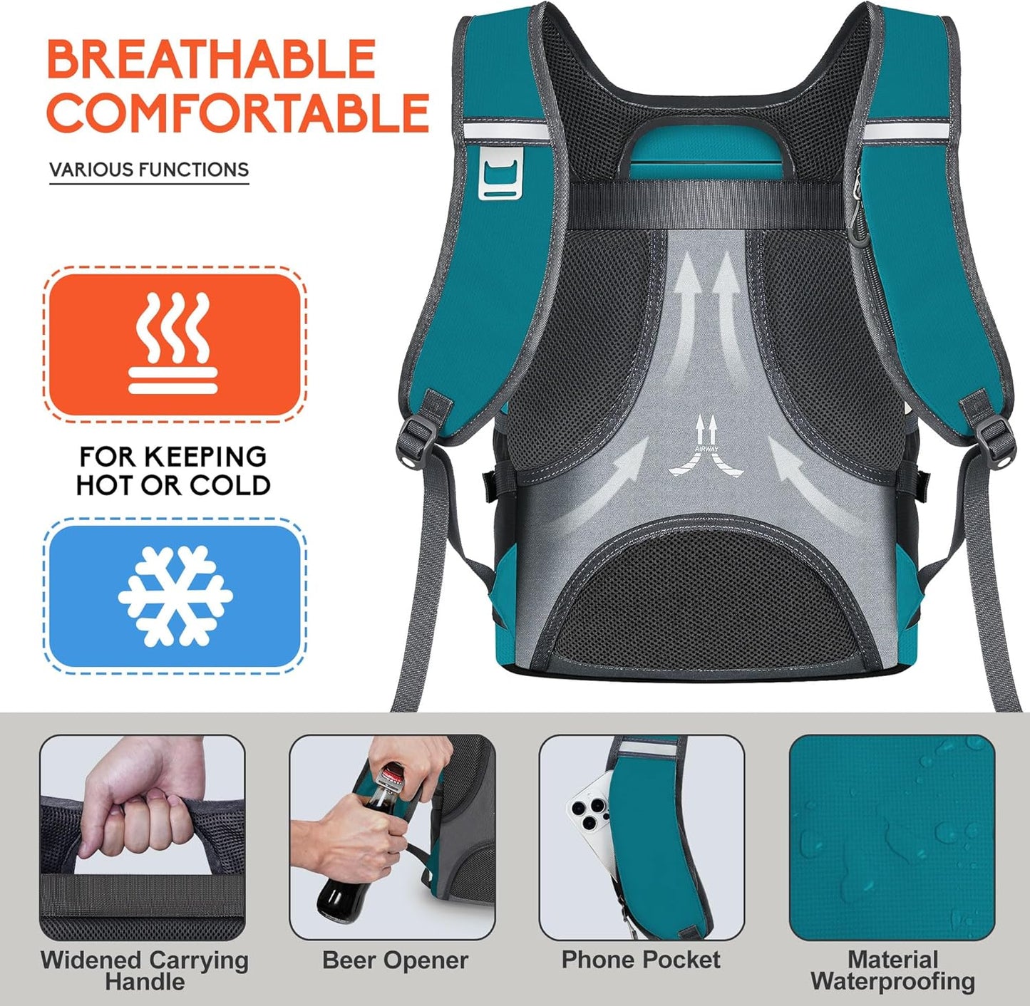 N NEVO RHINO Backpack Coolers Insulated Leak Proof 36/54 Cans,Portable Lightweight Waterproof Insulated Cooler Backpack for Men & Women Ideal for Camping,Travel,Beach,Picnics,Lunch & Day Trips