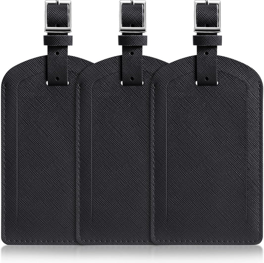 3 Pack Luggage Tags for Suitcases, TSA Approved Bag Tags, Baggage Tags with Privacy Protection, Travel Essentials Luggage Accessories, Black
