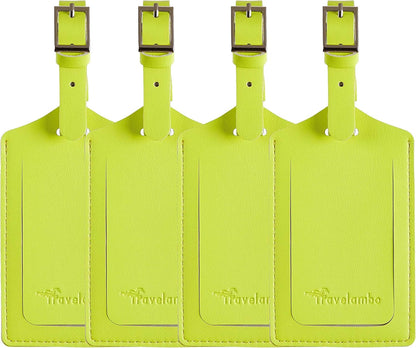 Travelambo Luggage Tags for Suitcases PU Leather Travel Tags Bag Tags Privacy Protection Travel Essentials
