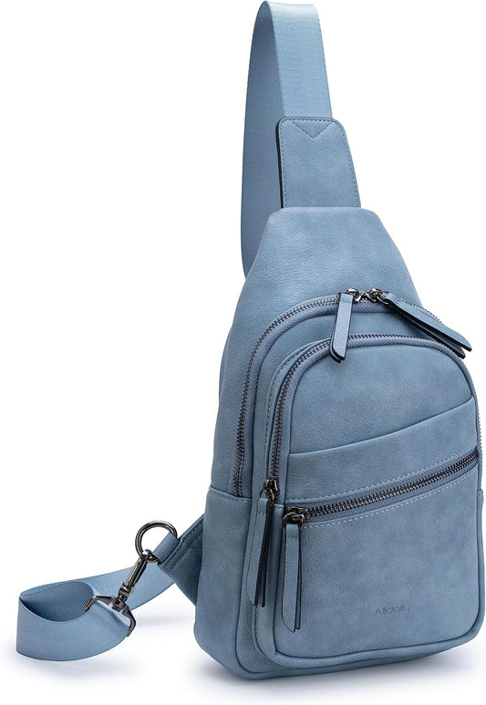 Alldaily Large Sling Bag for Women Crossbody Purse Leather Fashionable Trendy Chest Bag for Travel, Fanny Pack (Blue)