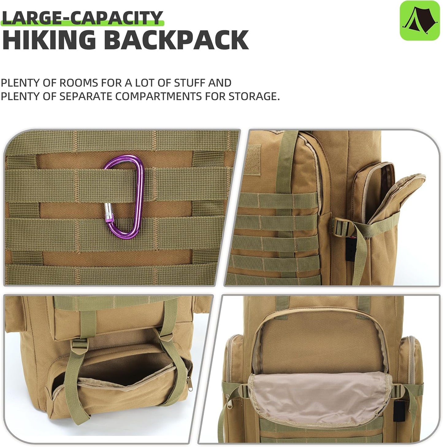 King'sGuard 70L Camping Hiking Backpack Tactical Backpack Military Molle Rucksack Backpack for Outdoor