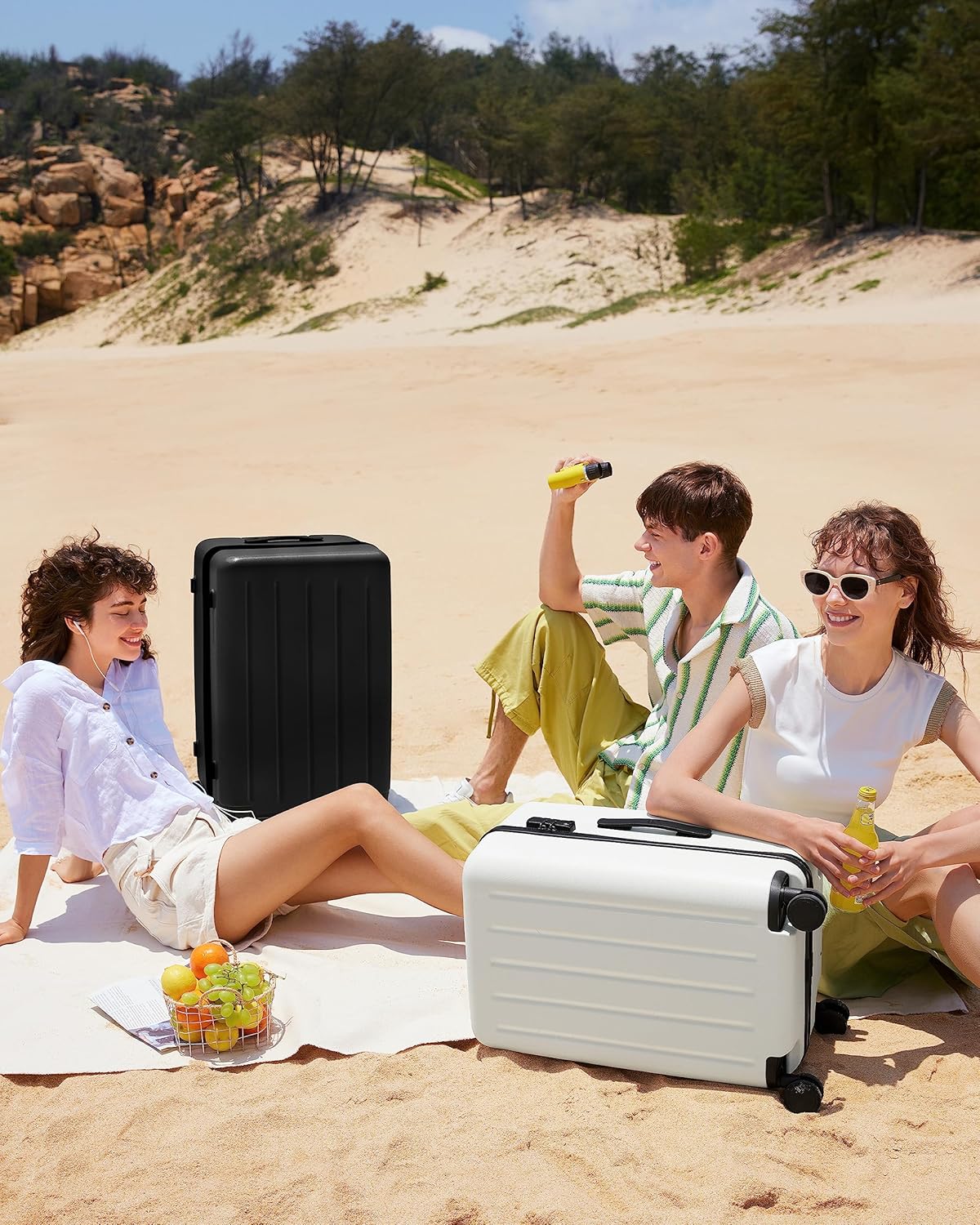 Carry On Suitcase, 20 Inch Carry-On Luggage with Double Spinner Wheels, Dry Wet Separate Design, PC Hard Case Suitcase, Lightweight Travel Luggage, TSA Approved (Solid White, Danube)