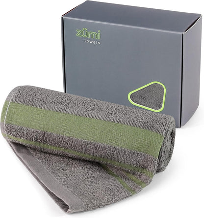 Zumi MINI 100% Cotton Camping Travel Towel - Small, Ultralight, Fast Drying, Highly Absorbent, Soft and Gentle on The Skin, Safe for The Planet (28"x13" Gray)