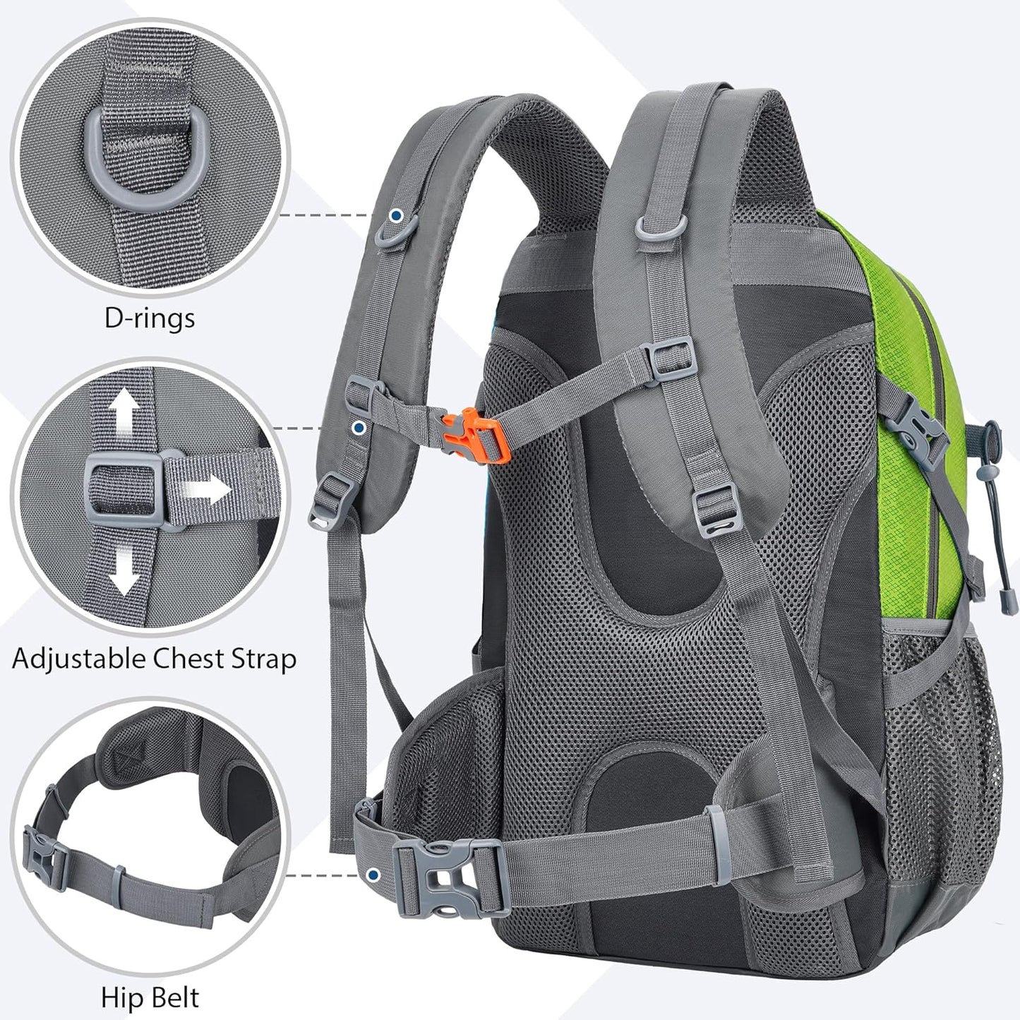 Hiking Backpack 30L Lightweight Travel Daypack Small Day Pack for Men Women Outdoor Camping Backpacking, Green