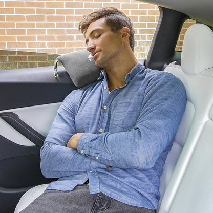 BlueHills Travel Blanket Pillow Compact Lightweight Pocket Size Airplane Traveling Essential Flight Trip Throw in Bag Portable Case Plane Accessory Gray L01