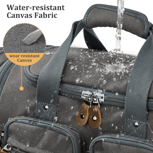 Gonex Canvas Duffle Bag for Travel, Expandable Water Resistant 50L Carry on Duffel Overnight Weekender Gym Bag with Wet Dry Separation Pocket & Suitcase Handle Sleeve, Grey