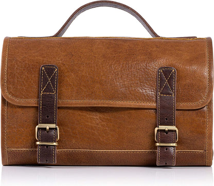 KomalC Premium Buffalo Leather Hanging Toiletry Bag Travel Dopp Kit
