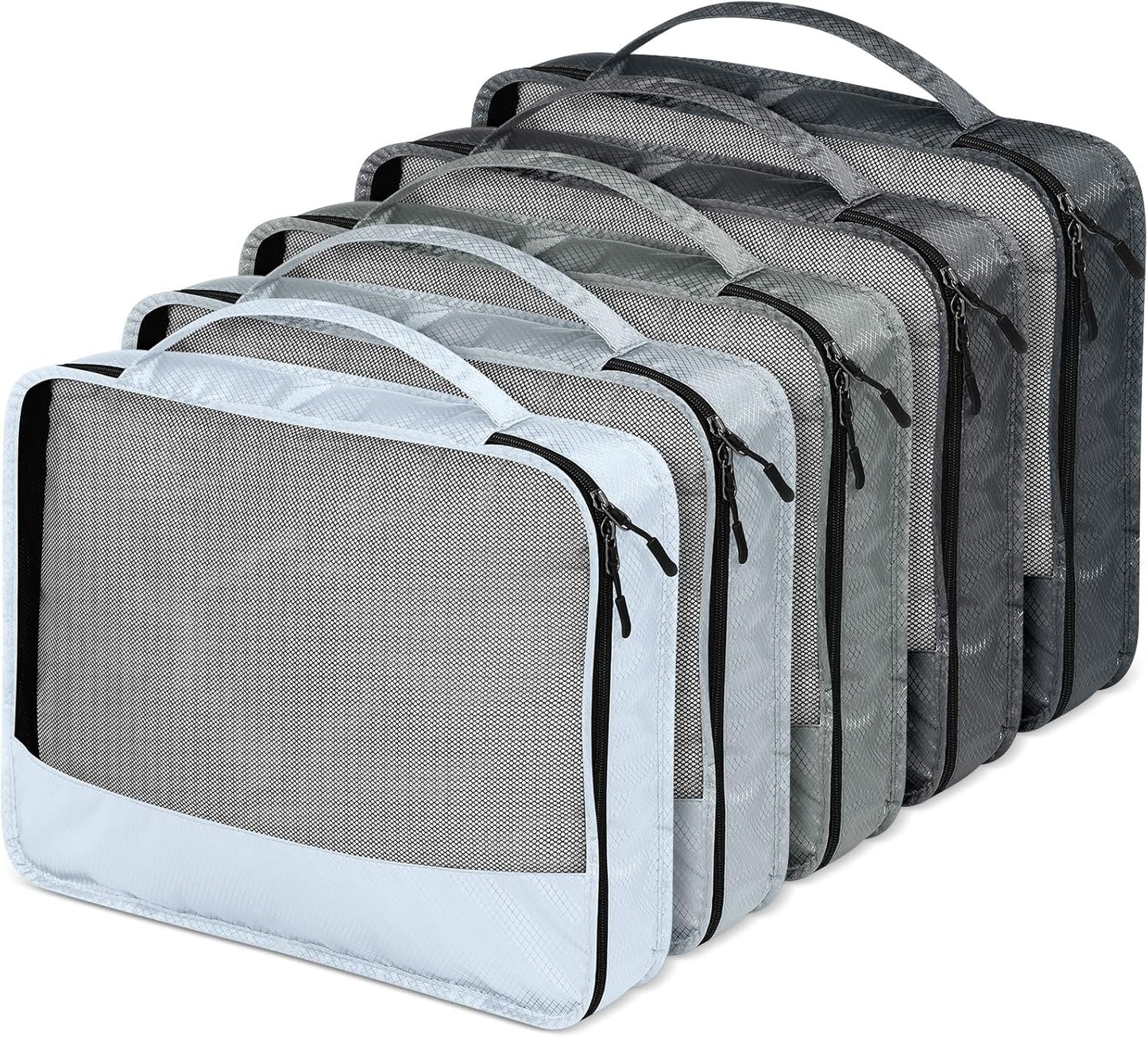 5 Pcs Packing Cubes for Suitcase Large Travel Cubes Carry on Luggage Organizer Bags for Clothes Accessories(L,Gray)