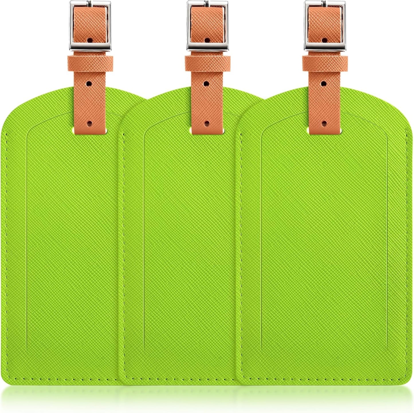 3 Pack Luggage Tags for Suitcases, TSA Approved Bag Tags, Baggage Tags with Privacy Protection, Travel Essentials Luggage Accessories, Green & Brown