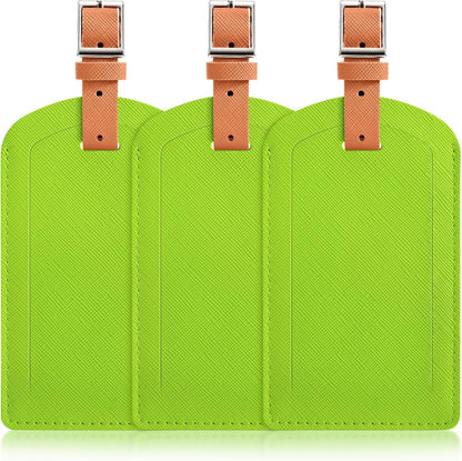 3 Pack Luggage Tags for Suitcases, TSA Approved Bag Tags, Baggage Tags with Privacy Protection, Travel Essentials Luggage Accessories, Green & Brown