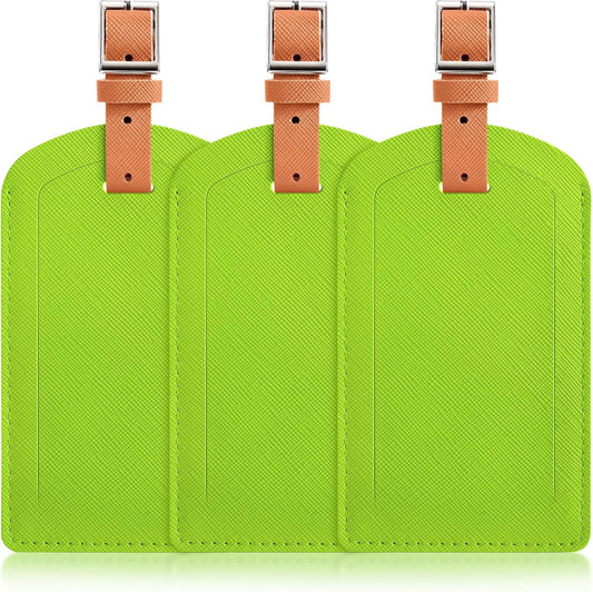 3 Pack Luggage Tags for Suitcases, TSA Approved Bag Tags, Baggage Tags with Privacy Protection, Travel Essentials Luggage Accessories, Green & Brown
