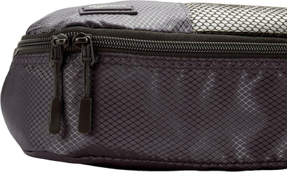 Amazon Basics 4 Piece Packing Travel Organizer Zipper Cubes Set, Medium (2) and Large (2), Black