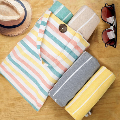 HILLFAIR Cotton Turkish Beach Towels, Quick Dry Lightweight Sand Free Peshtemal Towel for Bath Swim Yoga Pool Travel, Beach Accessories, Oversized Turkish Towel (39 x 72 inch- 4 Pack Multicolor)