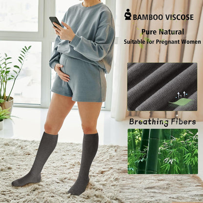 LEVSOX Viscose Made from Bamboo Compression Socks for Pregnant Women 20-30 mmHg Knee High Cute Mens Supports Socks for Travel