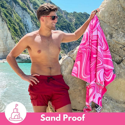 ECCOSOPHY Microfiber Beach Towel - Sand Free Towels are Quick Dry, Light Weight, Super Absorbent - Perfect Pool, Travel, Cruise, Camping Essentials - Oversized Extra Large for Adults 71x35 in