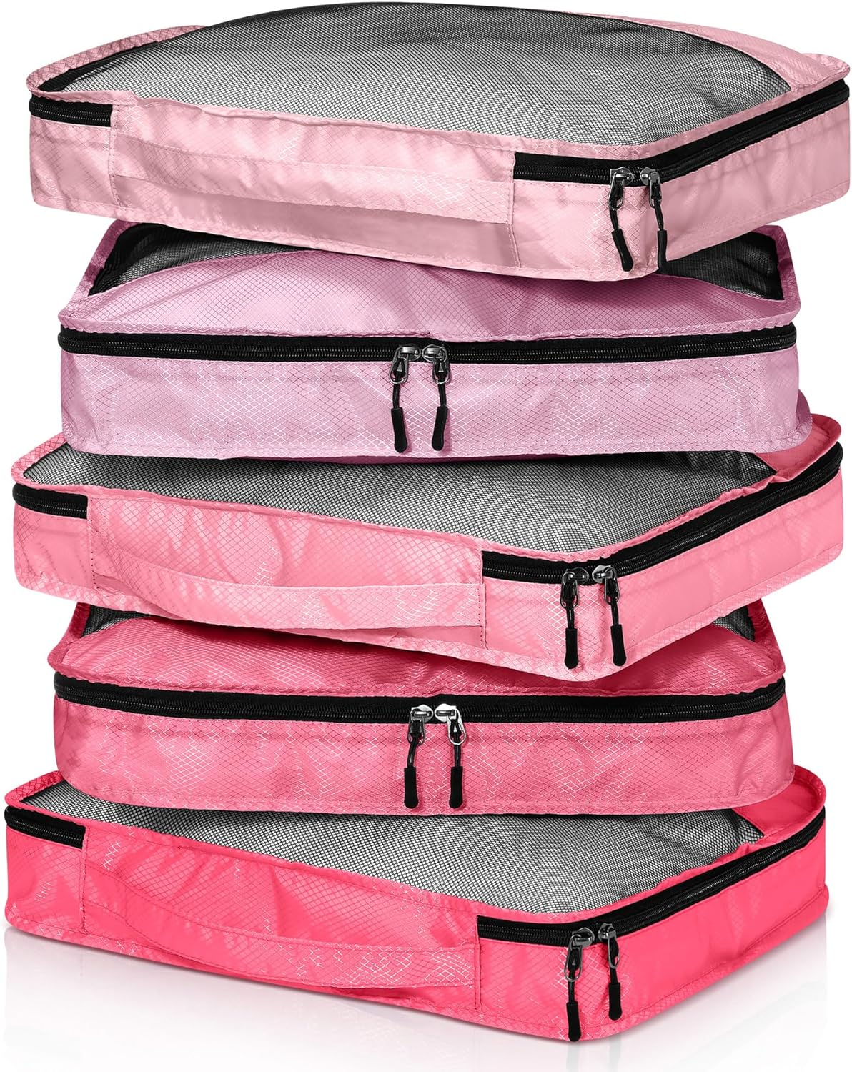 5 Pcs Packing Cubes for Suitcase Large Travel Cubes Carry on Luggage Organizer Bags for Clothes Accessories(L,Pink)