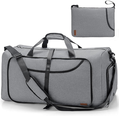 80L Duffle Bag for Travel, Large Foldable Waterproof Travel Duffel Bags Weekender Overnight Bag for Men and Women with Shoe Compartment (Gray)