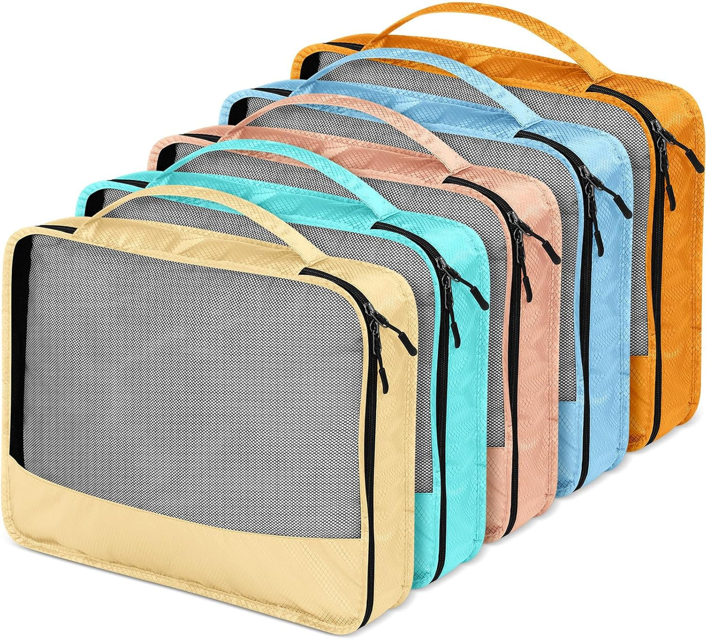 5 Pcs Packing Cubes for Suitcase Large Travel Cubes Carry on Luggage Organizer Bags for Clothes Accessories (L,Pastel)