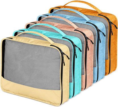 5 Pcs Packing Cubes for Suitcase Large Travel Cubes Carry on Luggage Organizer Bags for Clothes Accessories (L,Pastel)