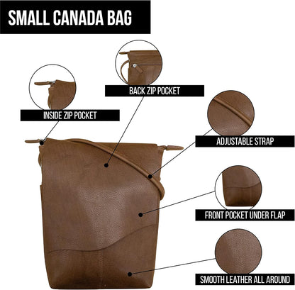 ili New York Leather Mini Sac Crossbody - Genuine Leather Crossbody Bags for Women with RFID Blocking, Adjustable Strap