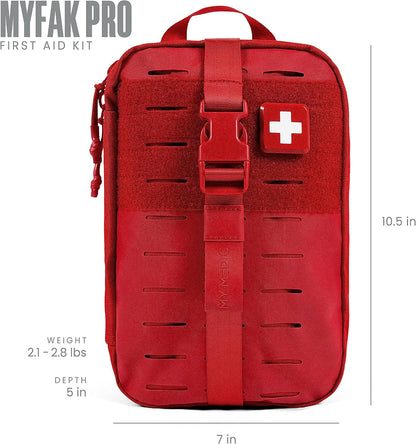 MY MEDIC MyFAK PRO Ifak First Aid Kit - 140 Life Saving Trauma and Medical Items - HSA FSA Home Medical Kit for Camping or Car - Red
