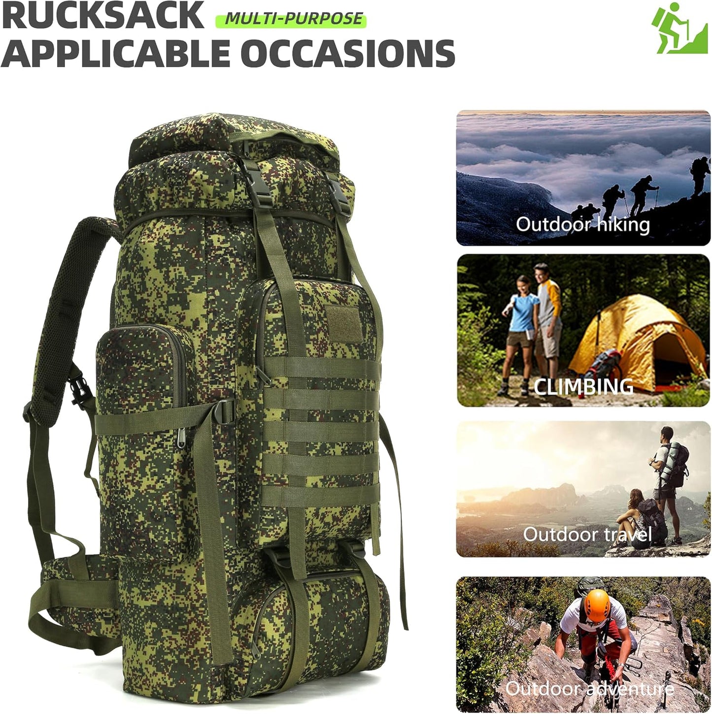 King'sGuard 70L Camping Hiking Backpack Tactical Backpack Military Molle Rucksack Backpack for Outdoor