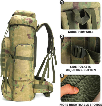 King'sGuard 70L Camping Hiking Backpack Tactical Backpack Military Molle Rucksack Backpack for Outdoor