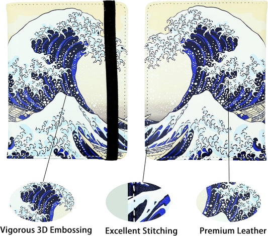 Ink Waves Passport Holder for Women and Men PU Leather Passport Cover for Travel