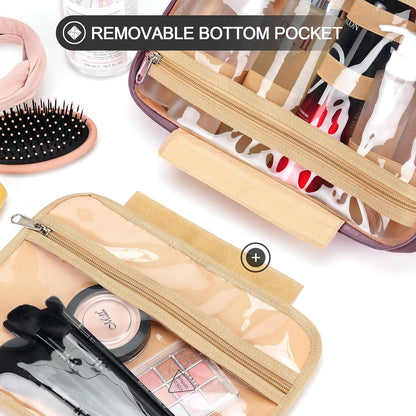 Travel Hanging Toiletry Bag for Women, Extra Large Makeup Bag, Holds Full-Size Shampoo, with Jewelry Organizer Compartment, Waterproof Cosmetic Bag, Toiletries Kit Set with Trolley Belt, Dark Purple