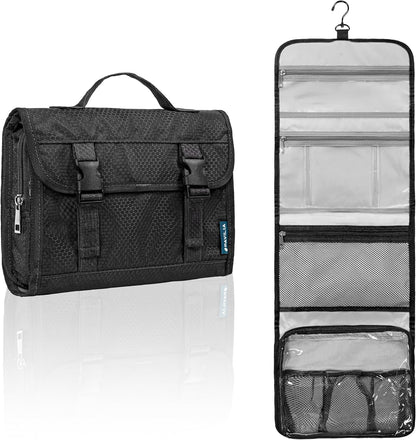 PAVILIA Travel Hanging Toiletry Bag for Women Men, Large Capacity Makeup Bag Kit, Waterproof Cosmetic Storage Organizer Case for Bathroom Shower