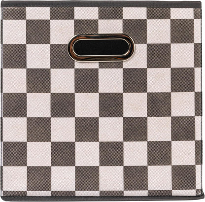 Household Essentials Fabric Storage Bins 6 Piece Set, Checkerboard White and Black