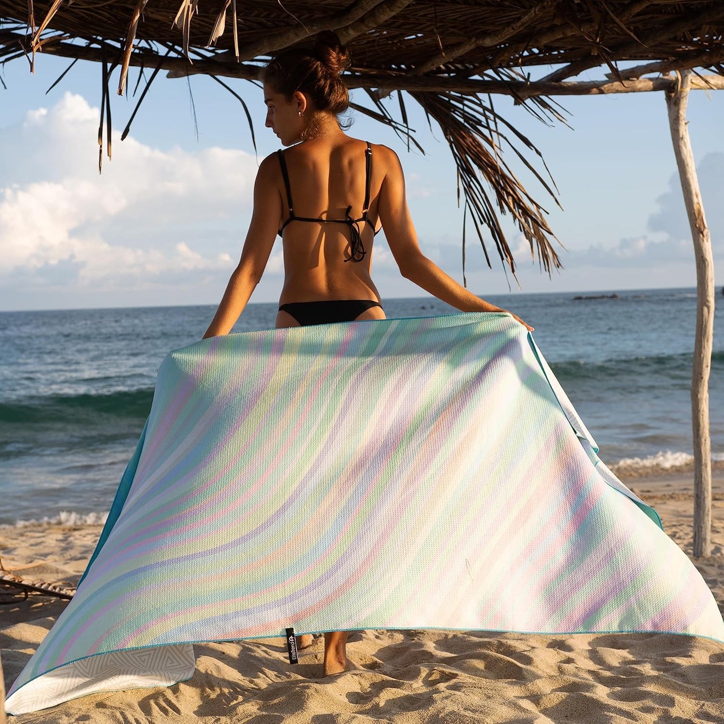 Quick Dry Towel Extra Large Waffle 78x35 Inch - Microfiber Beach Towel - Perfect for Beach, Travel, Swimming, Pool, Yoga, Hiking, Camping - Lightweight, Fast Drying, Compact for Adults (Rain)