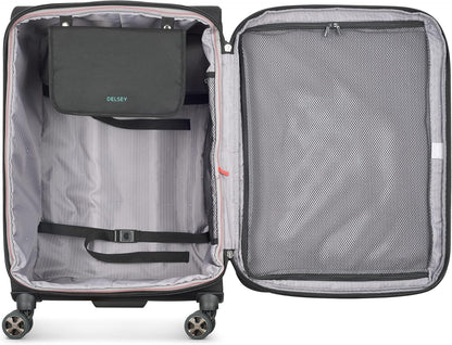 DELSEY PARIS Helium DLX Softside Expandable Luggage with Spinner Wheels, Black, 3 Piece Set (20/25/29)
