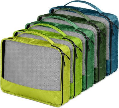 5 Pcs Packing Cubes for Suitcase Large Travel Cubes Carry on Luggage Organizer Bags for Clothes Accessories(L,Green)