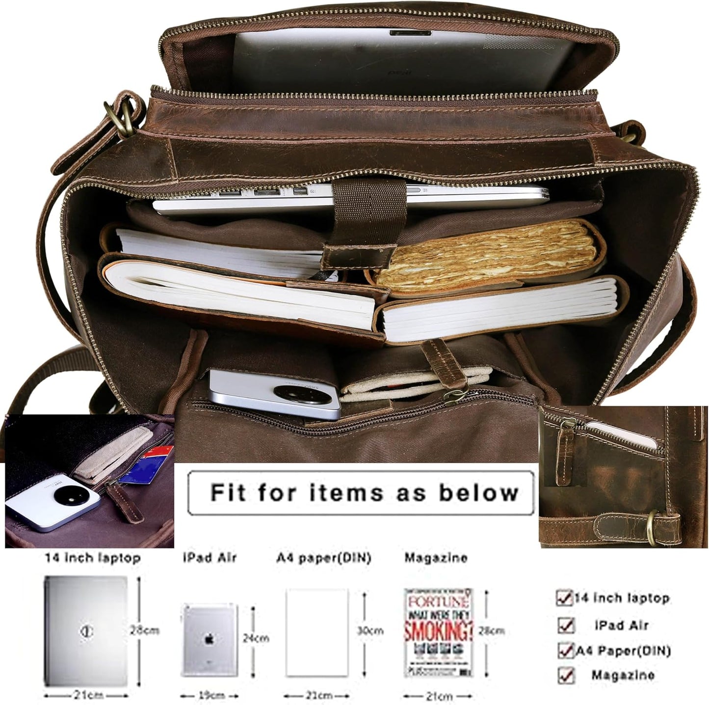 HLC Leather Brown Backpack For Men 17 Inch Genuine Laptop Backpack For Women Men Genuine Leather Backpack Vintage Large Capacity Business Retro Daypack