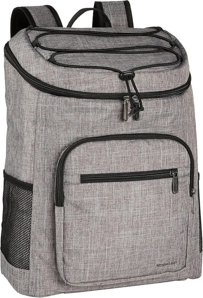 Amazon Basics Insulated Cooler Backpack, 30 Can Capacity, Leak-Proof Design, Gray