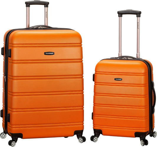 Rockland Melbourne Hardside Expandable Luggage with Spinner Wheels, Orange, 2 Piece (20/28)