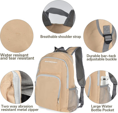 35L Foldable Waterproof Backpack For Outdoor Sports Travel Inside Wet Clothes Compartment Packable For Multiple