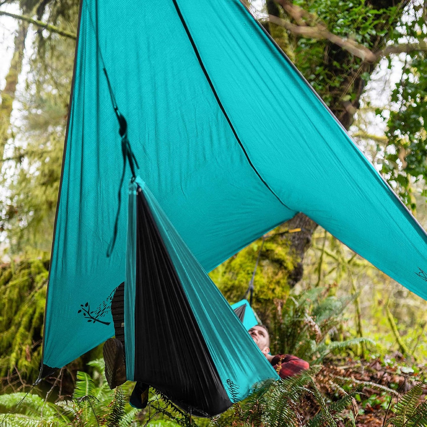 Wise Owl Outfitters Hammock Rain Fly – Waterproof Camping Tarp Cover with Tent Stakes & Carry Bag, Ultralight Shelter for Backpacking & Outdoor Shade